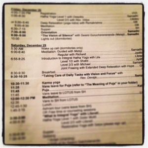 super detailed ashram schedule
