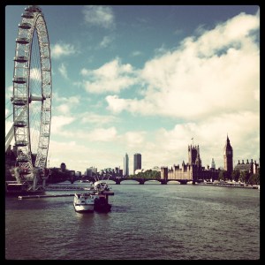 a beautiful morning in london (view from the hungerford bridge); photo by salem pearce (via instagram